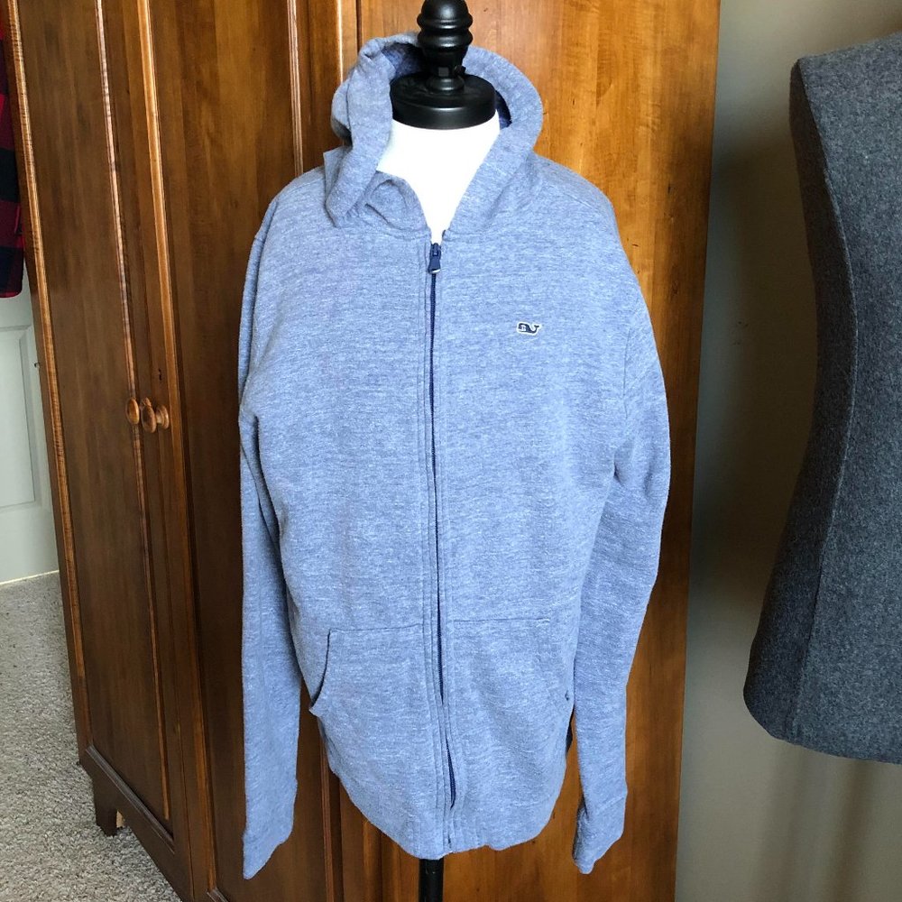 VINEYARD VINES Boys Heathered Gray Full Zip Sweatshirt - Size XL/18